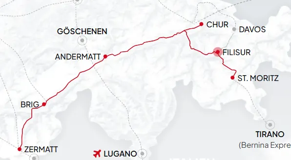 擷取自Glacier Express官網