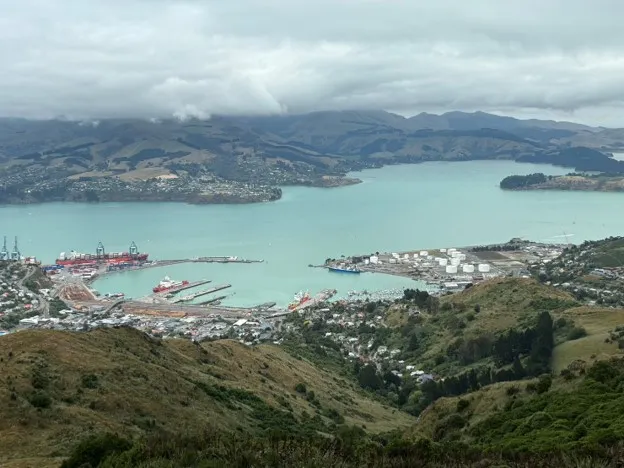 從觀景台俯瞰萊特頓港(Lyttelton Harbor)