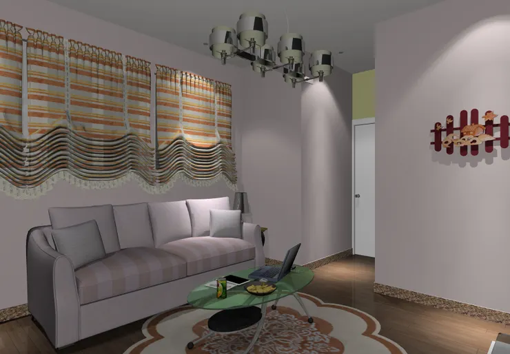 這裏是從餐桌望向客廳。這扇門後便是萊絲莉的卧室；至於有裝飾品那面牆後是洗手間。