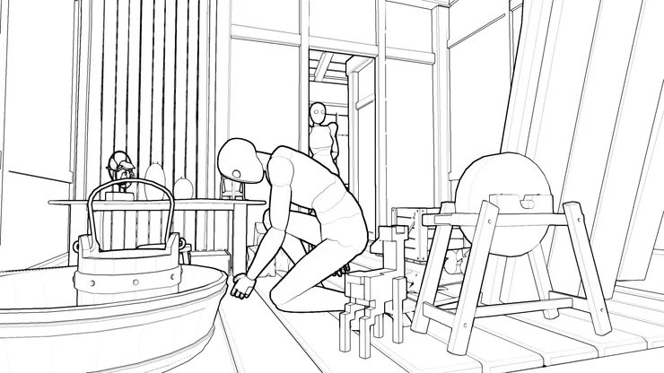 加入兩個人物模組並調整動作後的場景。