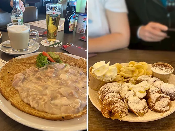 (左) 蘑菇起司荷式煎餅 (右) 小鬆餅