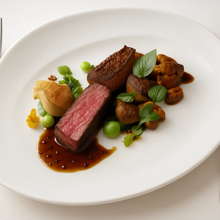 L’Atelier de Patrick法式料理:煎烤頂級澳洲和牛肋眼 松露鴨肝餃 佐松露牛肉醬汁