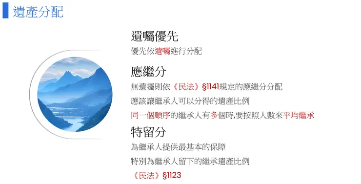 遺產分配方式。