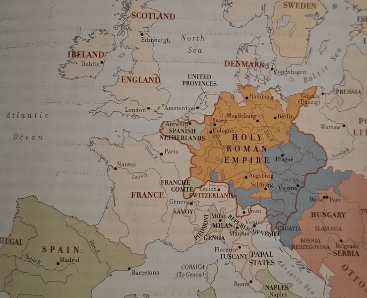 1610 年歐洲版圖分布(Norton: A History of Western Music, 10th edition, p. 279)