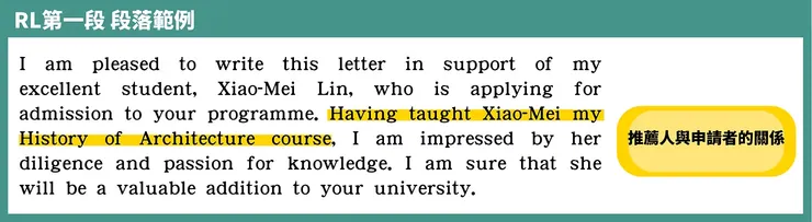 留學推薦信範例｜第一段：說明你和推薦人的關係