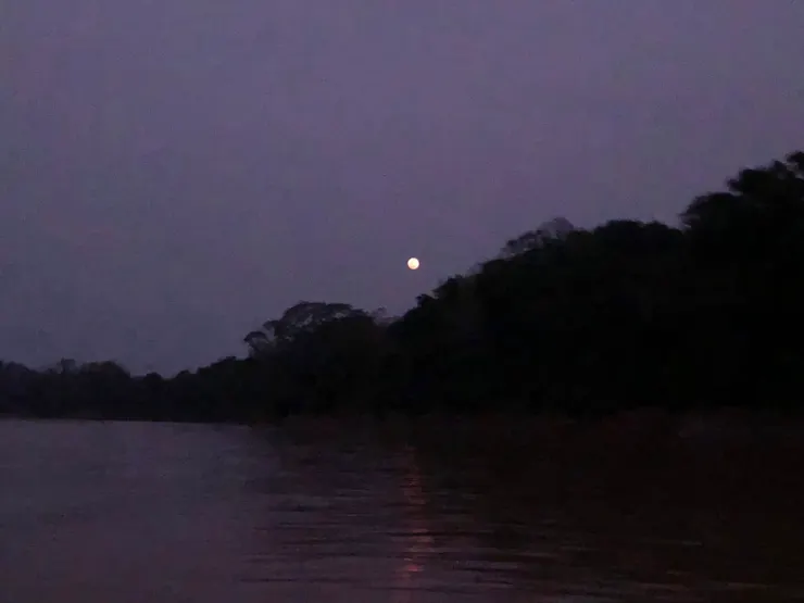 Moonrise over the Amazon River,  Puerto Maldonado, Peru.