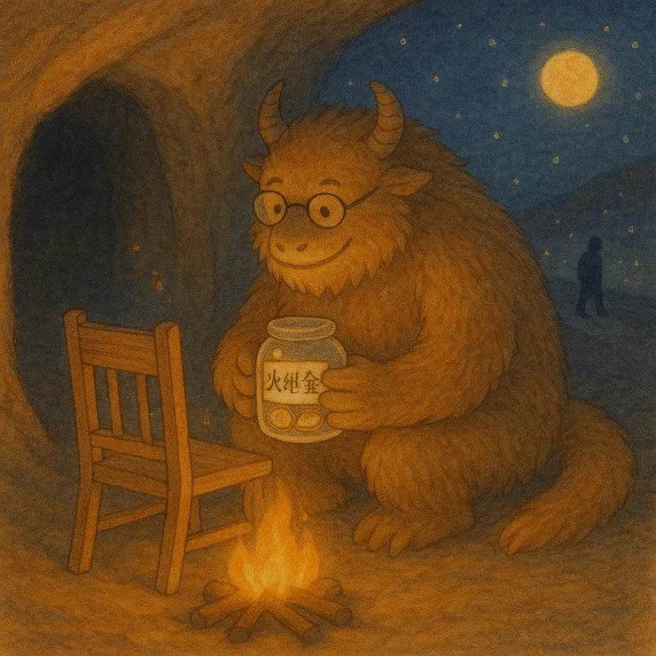 有人悄悄把銅板放進火堆基金裡，巨獸就多記下一把柴的名字。