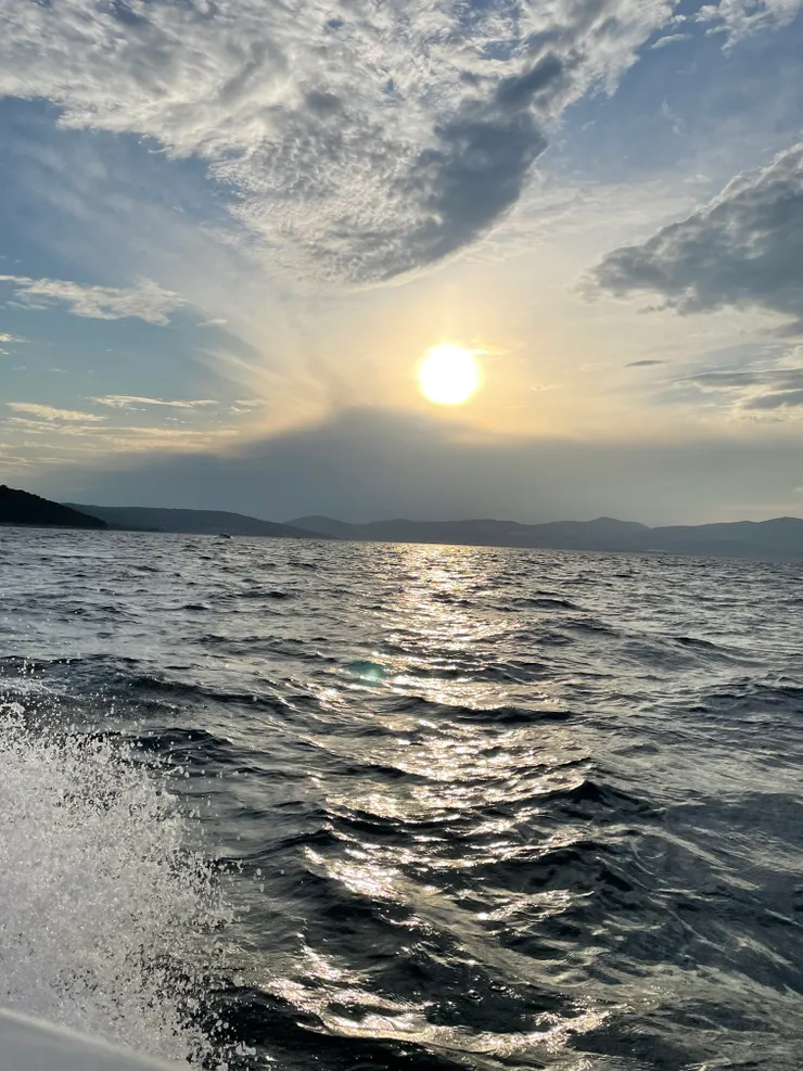 回程時的海上夕陽