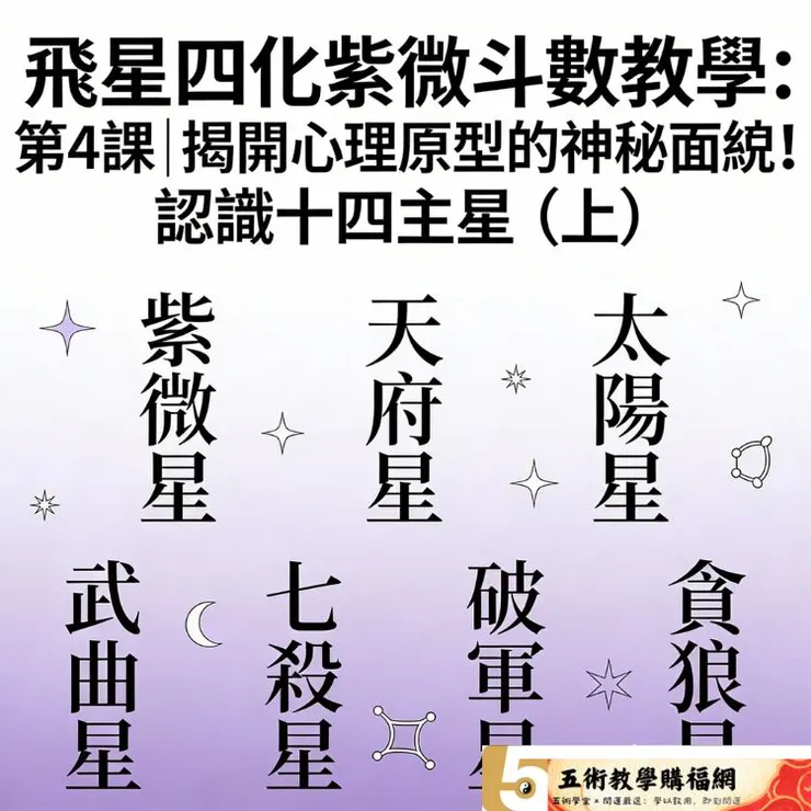 飛星四化紫微斗數教學：第4堂課程|領導型與開創型星曜！紫微斗數十四主星（上）