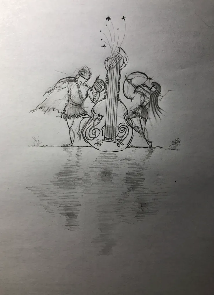 吟遊詩人的魯特琴 插圖草稿