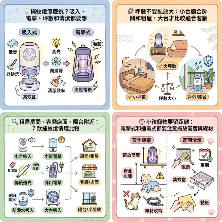 【捕蚊燈推薦】2026 吸入式還是電擊式?🦟 Dcard、PTT 熱議 7 款租屋客廳防蚊燈比較