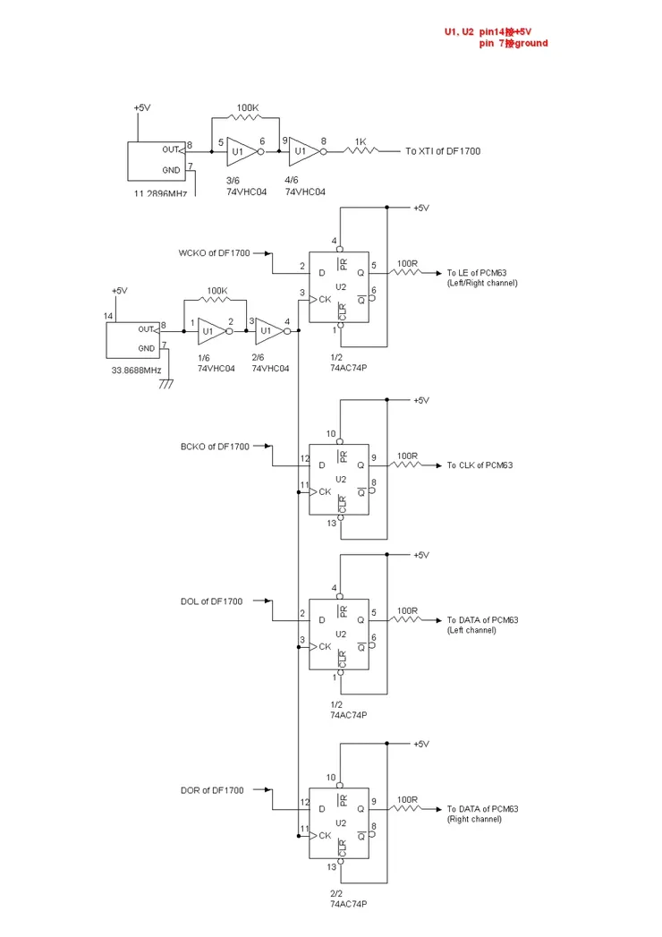 這是此次製作的 reclocked 電路圖，裡面用了兩顆 TCXO