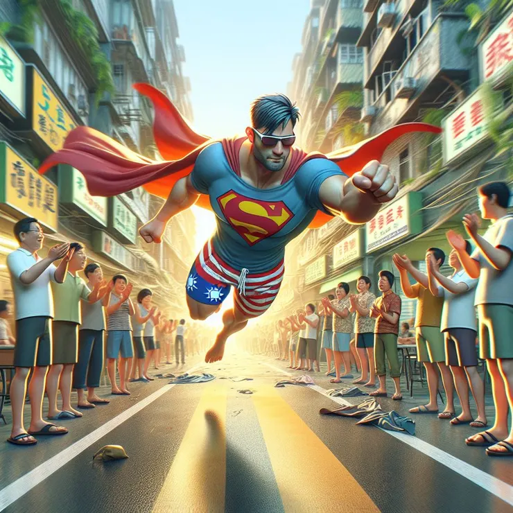 超人之姿向前飛