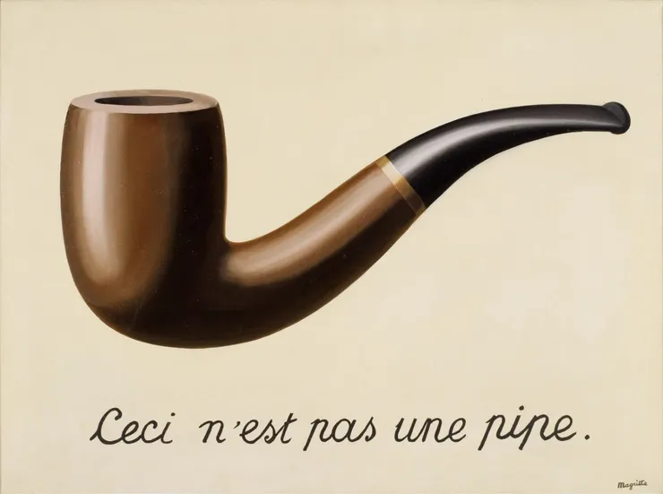 雷內·馬格利特（René Magritte），《形象的叛逆》（The Treachery of Images），1929。