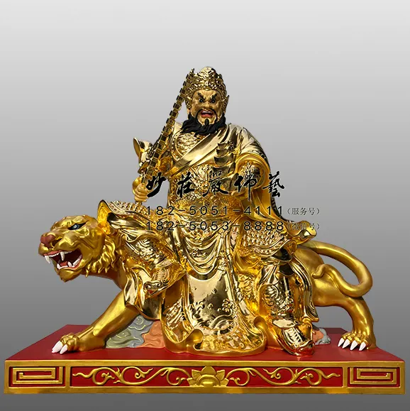 銅雕貼金趙公明彩繪神像