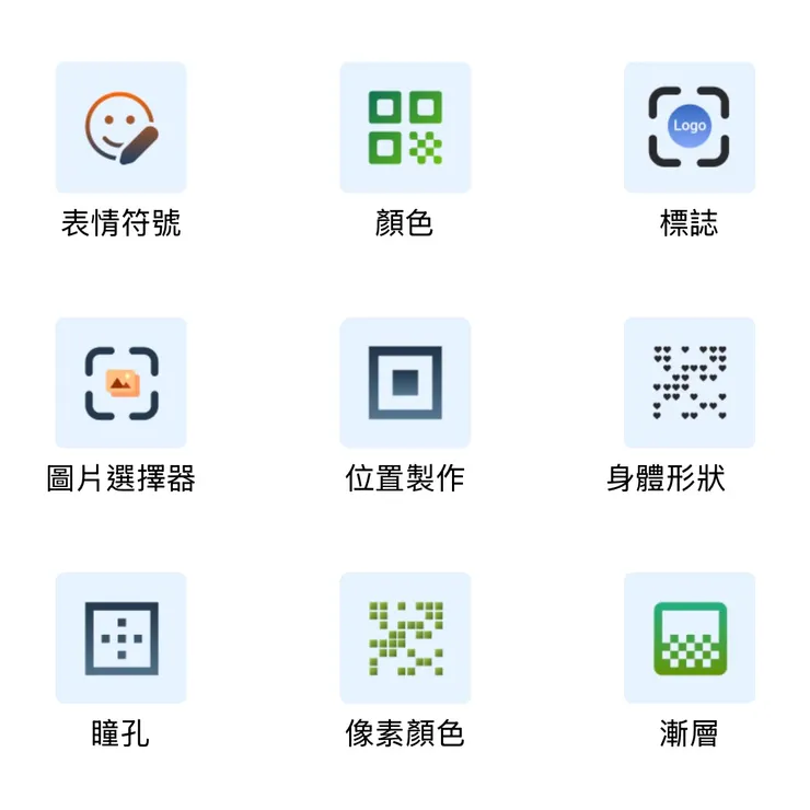 QR code 自訂功能介面（圖/螢幕截圖）