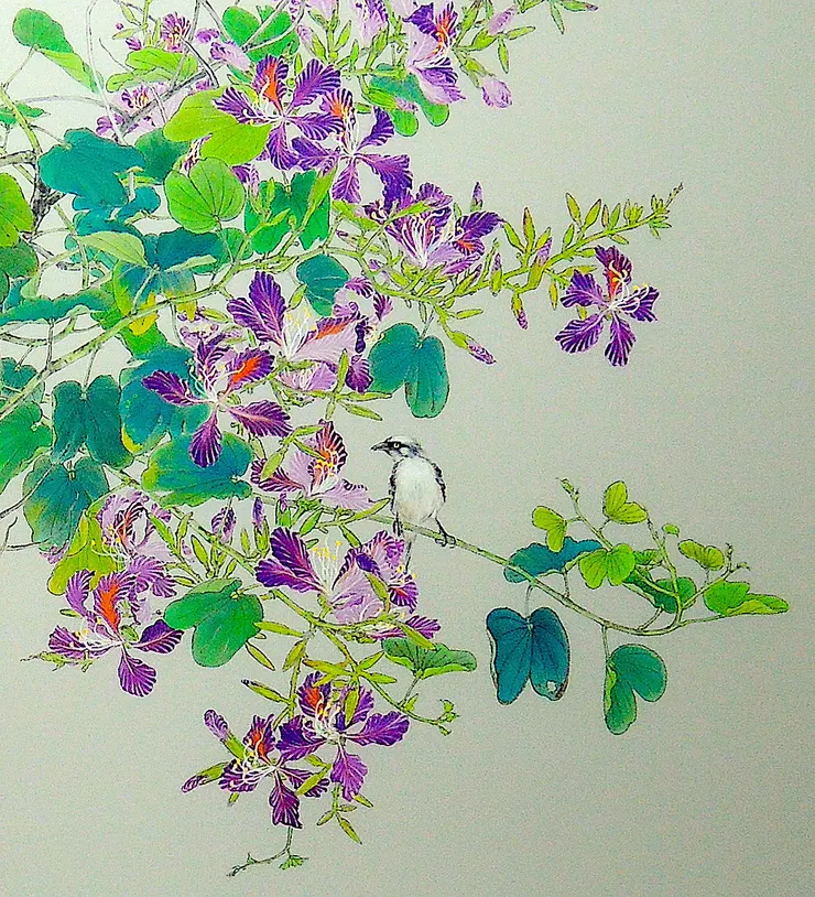 〈紫荊花開〉局部－白頭翁