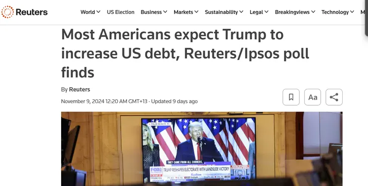 多數美國人認為川普政府將近一步增發美債