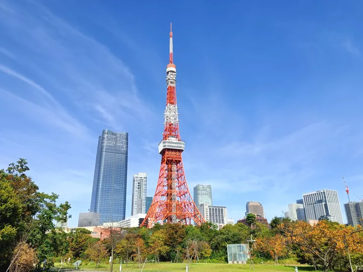 一早就來芝公園報到，把東京鐵塔看個夠！