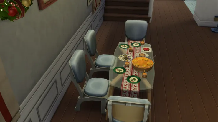 不要奇怪怎麼桌子一邊沒有放椅子，要排成這樣--我要看著電視來吃飯！