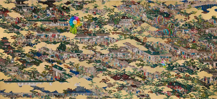 村上隆,《洛中洛外図 岩佐⼜兵衛 rip》,2024。圖源:https://mononcle.art/story/page-19655/