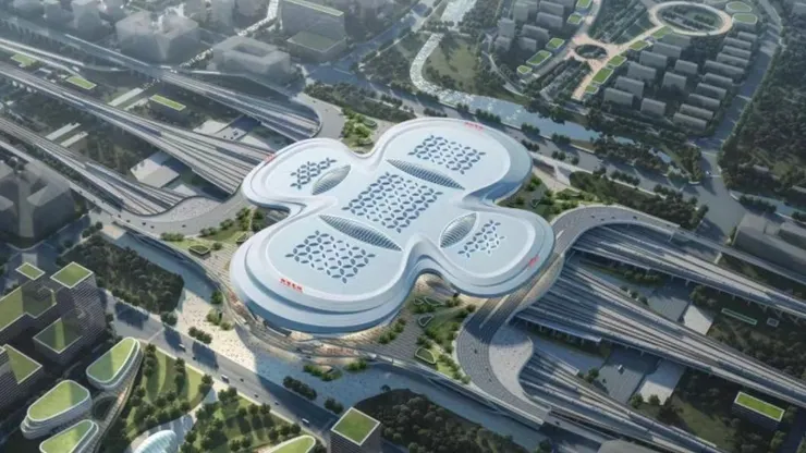 南京北站的設計俯瞰圖。（圖／翻攝自微博）