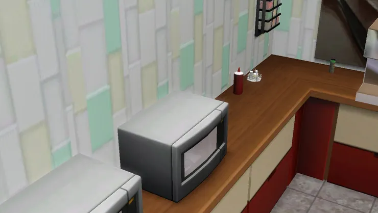 枱面和牆上有調味料自助取用。