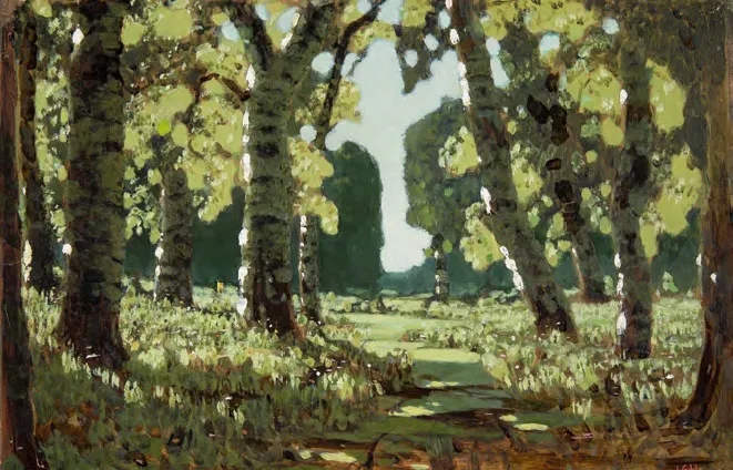 生於 Crimea 的畫家 Arkhip Kuindzhi 的作品 Birch Grove，他畫過很多張樺樹林，都很好看，其他主題的畫也很好看，有興趣可以點連結