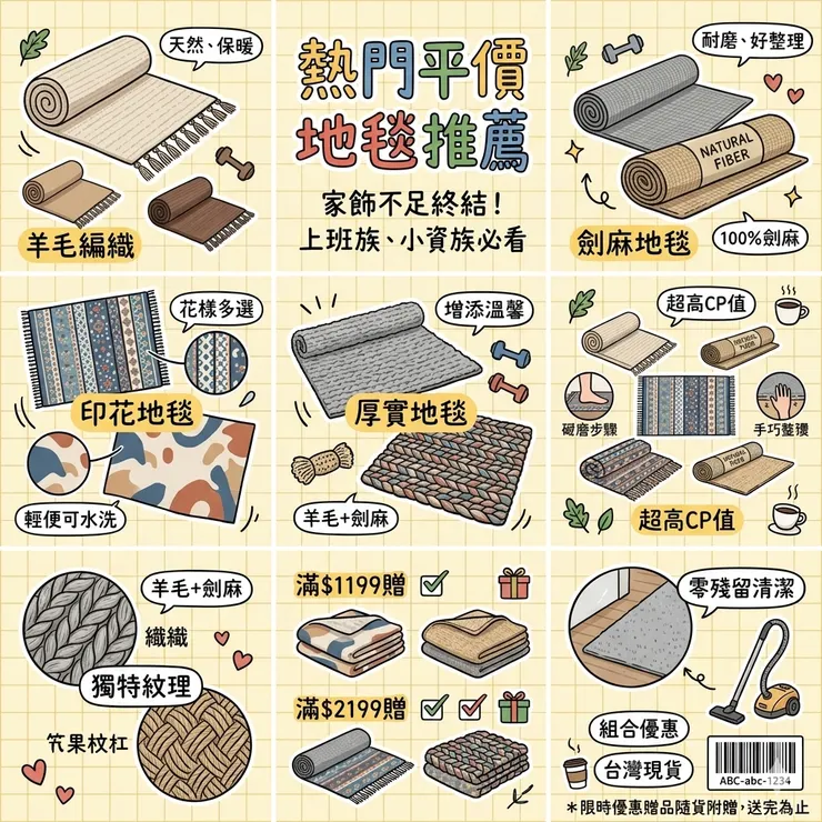 【平價地毯推薦】租屋族百元改造神物！Dcard/PTT熱推地墊：租屋族/老房東，短絨毛大地毯/硅藻泥吸水地墊