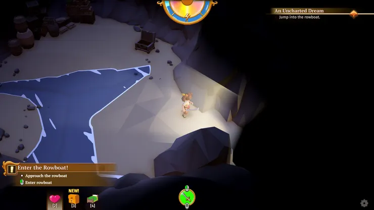 山洞探索，過了山洞後，解鎖船隻