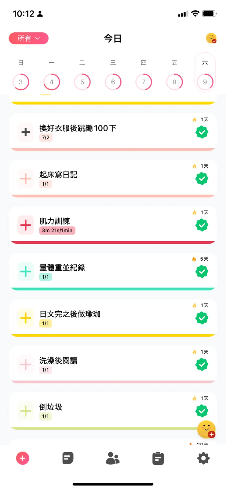 Habit Tracker習慣養成使用介面一覽