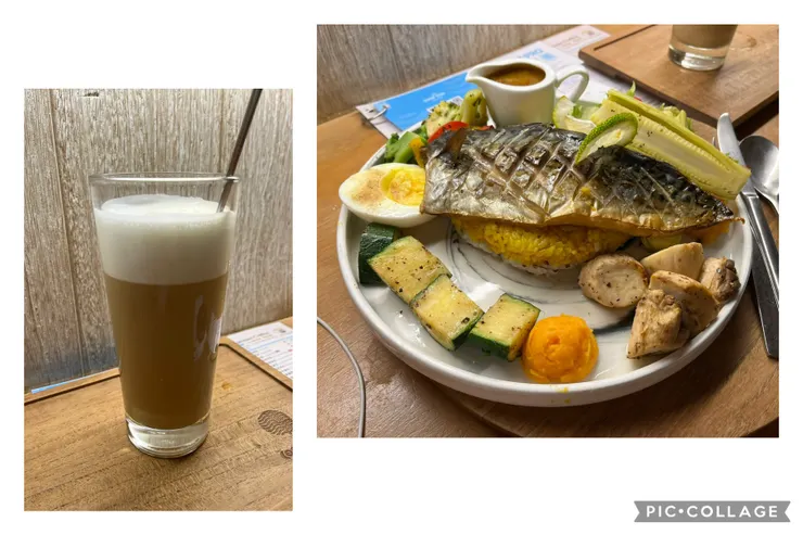 烤核桃拿鐵、鹽烤鯖魚。