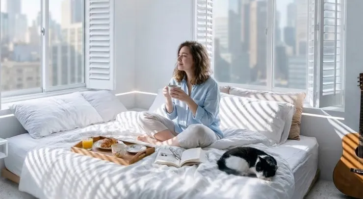 慵懶週末有著明亮春天的乾淨氣息  (圖片來源 : AI生成圖)