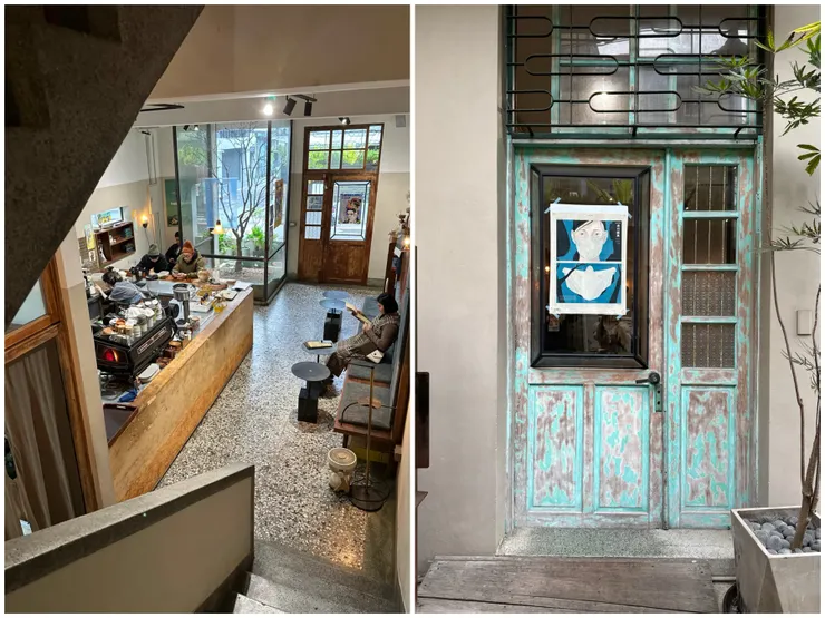 一樓的咖啡吧台與木門