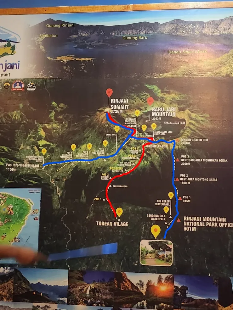 林賈尼火山路線圖