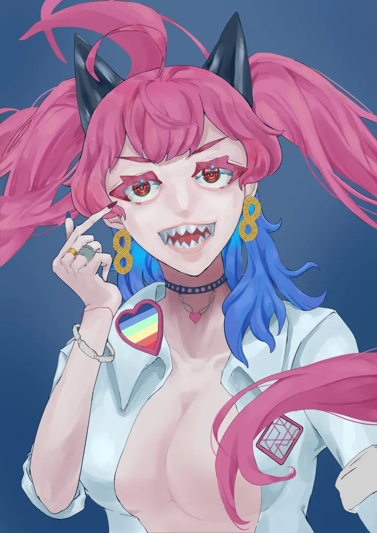 皮膚與衣服的亮暗面、材質，飾品也填色上去