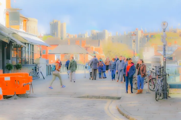 伊頓與溫莎的連接處一景,以及從伊頓看往溫莎