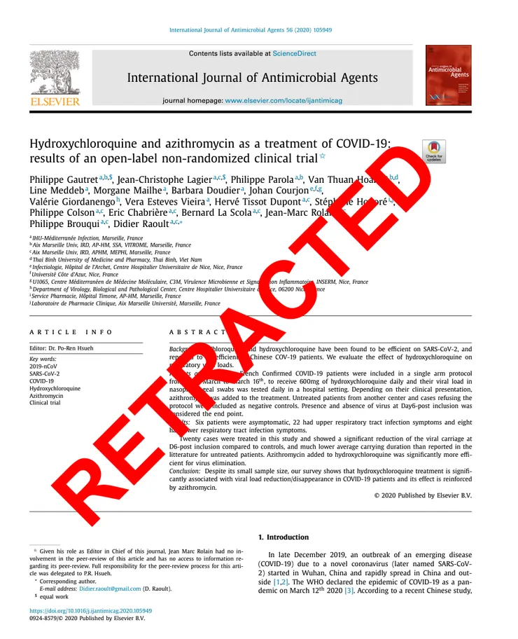 遭撤回論文首頁