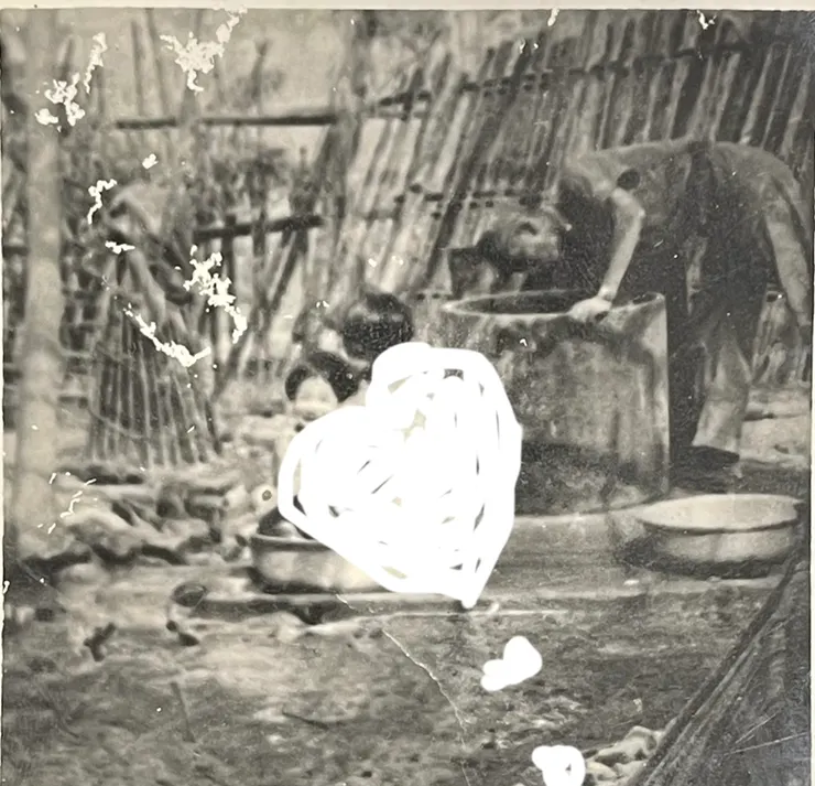 小時候在古井旁洗澡