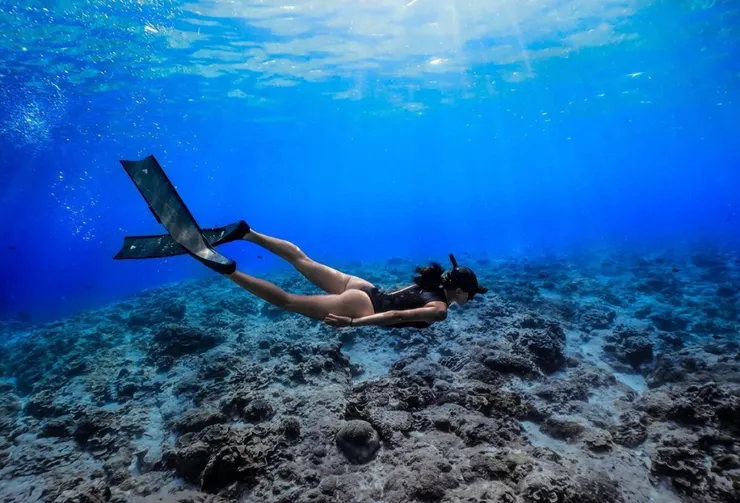 大白砂海底斷層較多，可以見識到整片珊瑚海及壯觀的珊瑚礁。photo by @chris_chou.1124／MD @freyja.tung