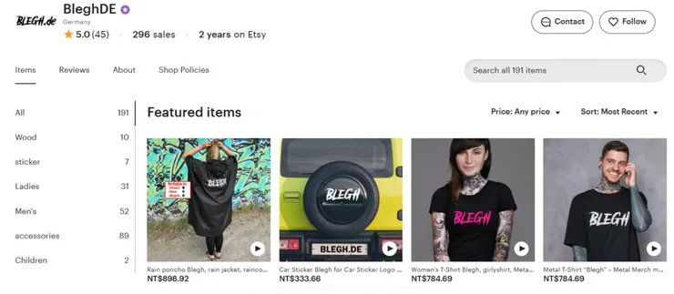 BleghDE是來自德國的一家公司，販售Blegh相關商品（連結至：BleghDE官網）