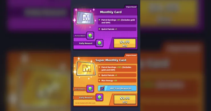 兩種方案的月卡,可同時購買