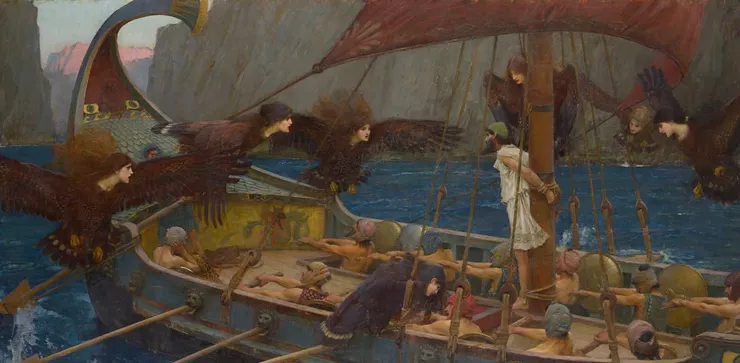 約翰·威廉·瓦特豪斯（John William Waterhouse）-《尤利西斯與海妖》（Ulysses and the Sirens，1891）
