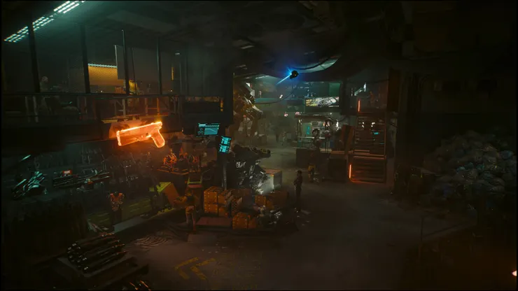 讓人眼花繚亂的體育場內黑市，也是V與玩家對狗命鎮的初印象