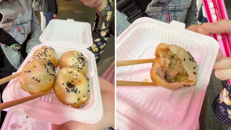 蟹粉生煎內有滿滿湯汁