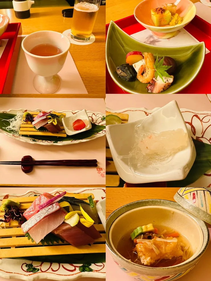 前菜  果實酒 生魚片 龍蝦沙西米 煮魚