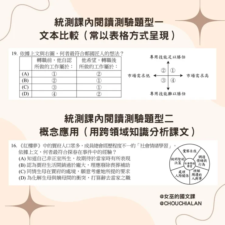 圖二、統測課內閱讀測驗題型