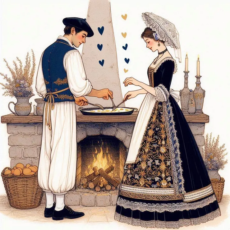 在布列塔尼地區，工人階級的相親會選擇有爐火的地方，以做歐姆蛋的方式來表示是否願意結為婚姻。