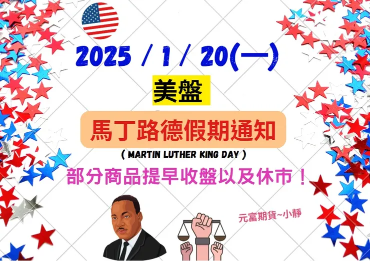 美盤馬丁路德休市