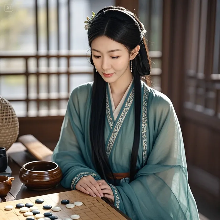 清雅的下棋女子